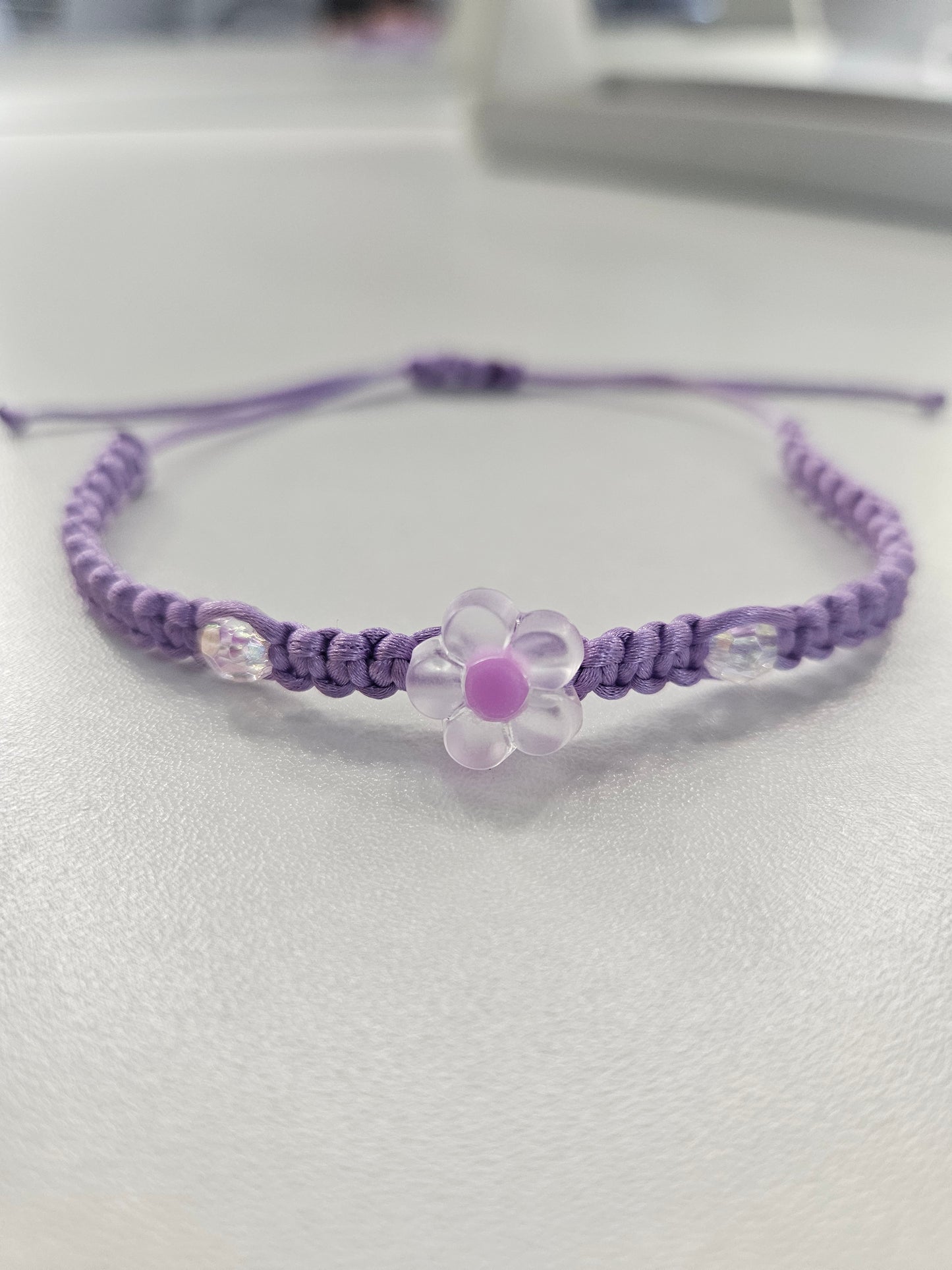 Hello Kitty Handmade Bracelet - Purple and White Flower - Perfect gift for girl, woman, mother, BFF