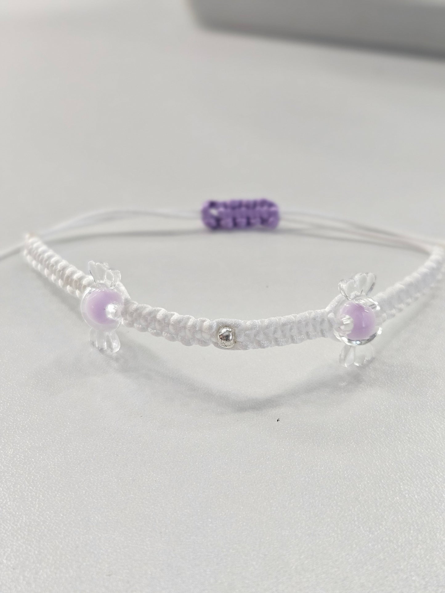 Hello Kitty Handmade Bracelet - Purple and White Flower - Perfect gift for girl, woman, mother, BFF