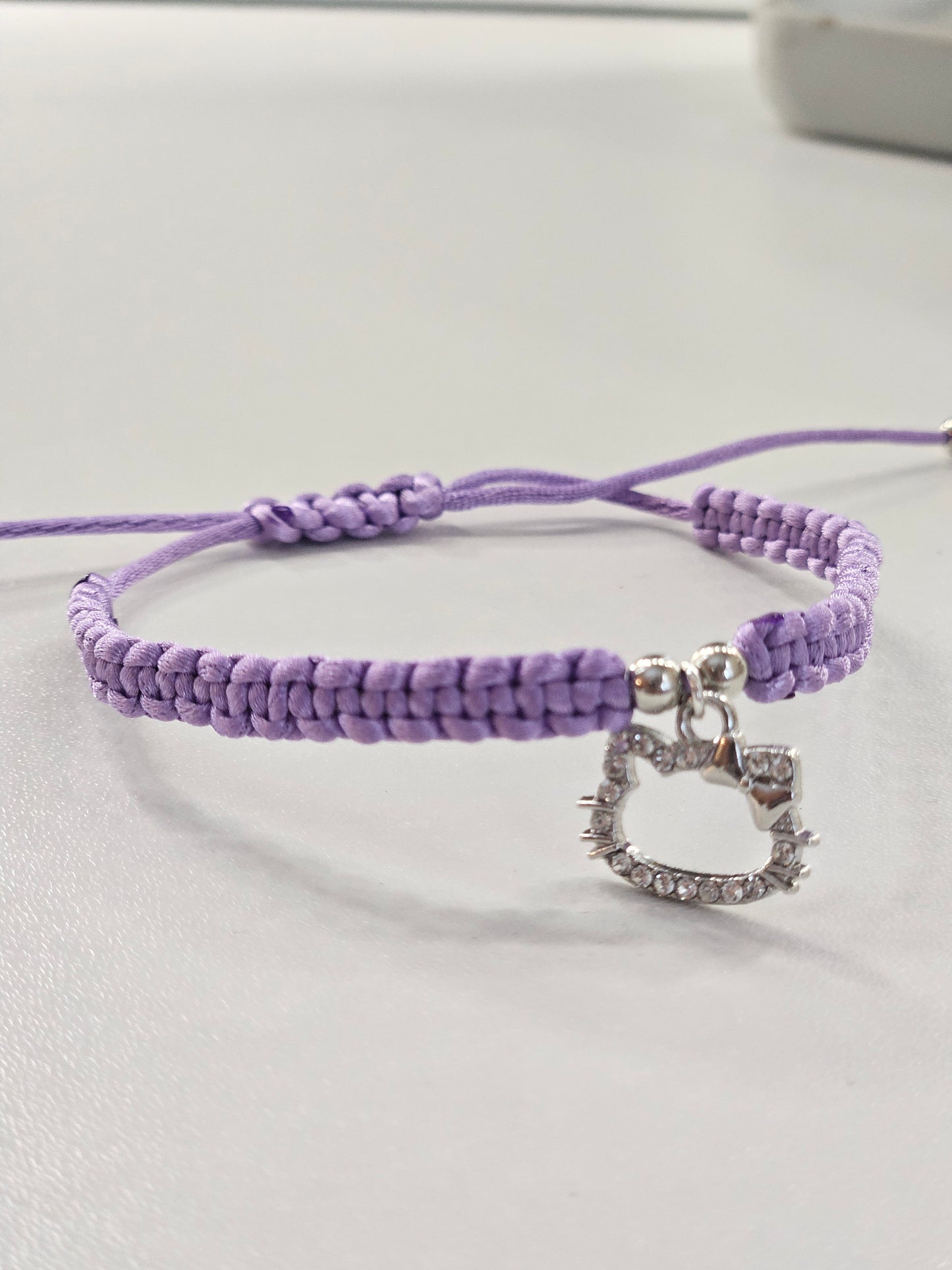 Hello Kitty Handmade Bracelet - Purple and White Flower - Perfect gift for girl, woman, mother, BFF