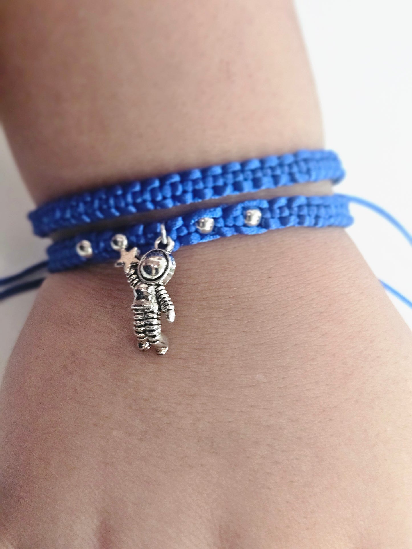 Cosmic Vibes Handmade Blue space man charm bracelet spaceman and a twinkling star Fashion Boys Man Woman Gift Fashion DAD love Friend