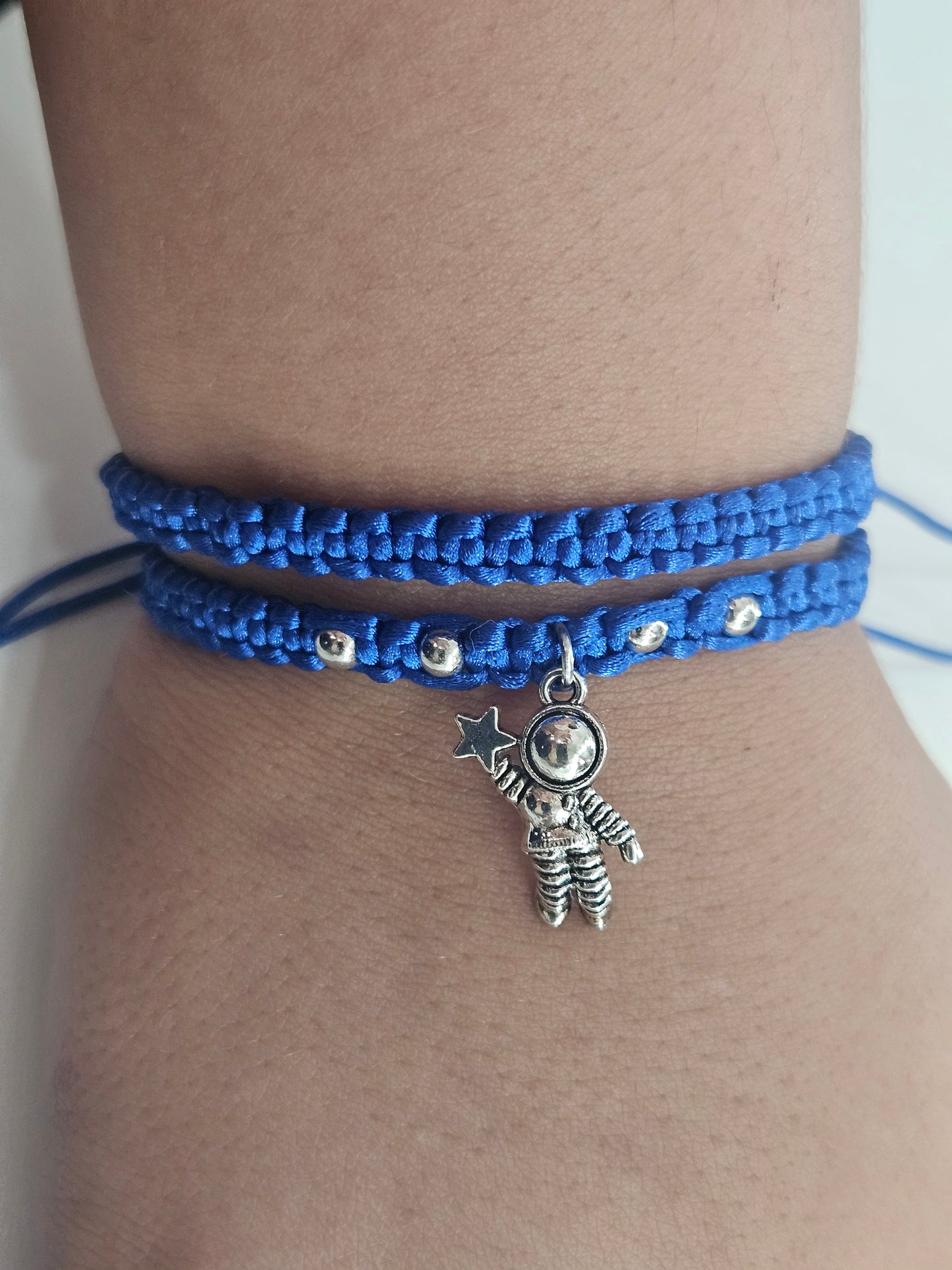 Cosmic Vibes Handmade Blue space man charm bracelet spaceman and a twinkling star Fashion Boys Man Woman Gift Fashion DAD love Friend