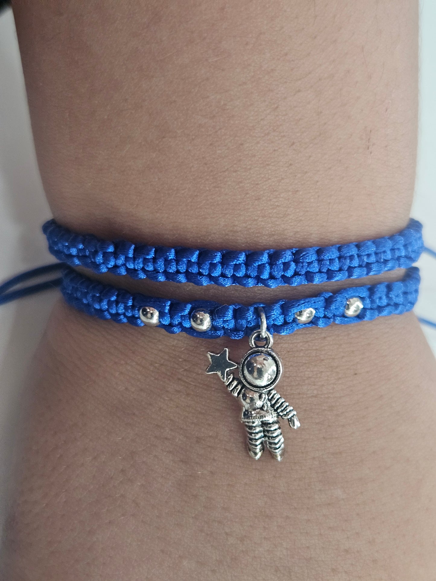 Cosmic Vibes Handmade Blue space man charm bracelet spaceman and a twinkling star Fashion Boys Man Woman Gift Fashion DAD love Friend