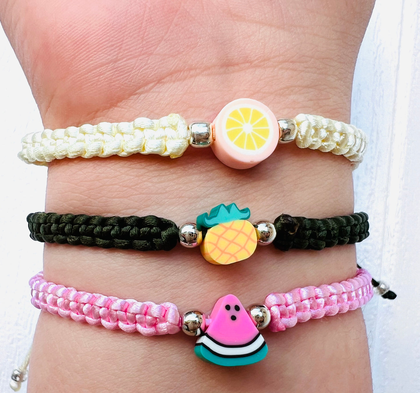 3 Colorful Fruit Handmade bracelet- Adjustable -Handmade Jewelry