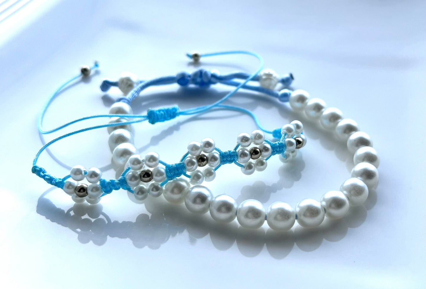 Pearls and Flowers - Handmade Bracelets for Teen Girls, Mom Birthday Gifts