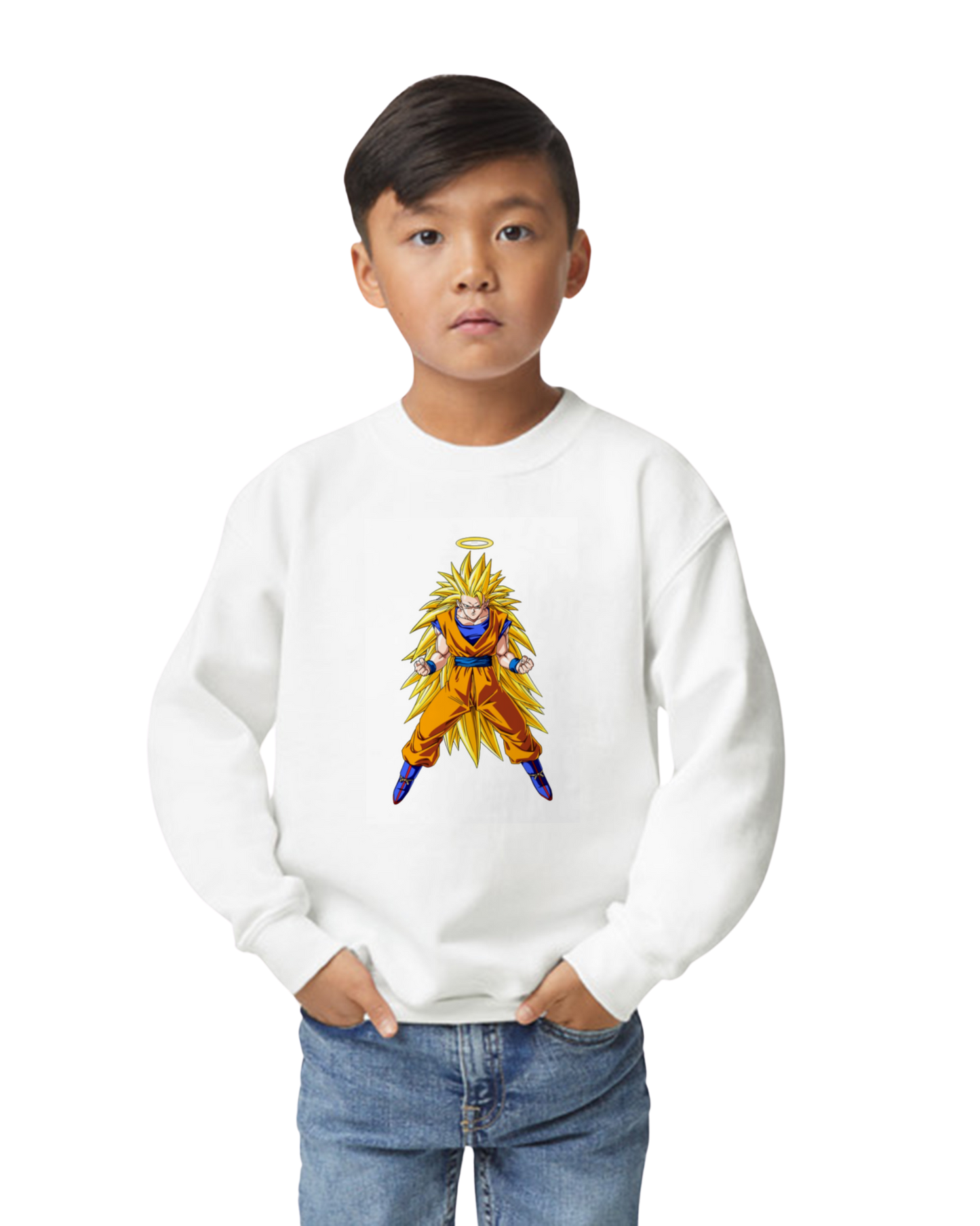 Boys Crew neck Sweatshirt - White - Naruto - Anime - Unisex - Kids Size